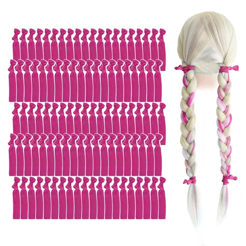 Vista 13 de MEEDEE Paquete de 100 lazos para el cabello, color negro, sin pliegues, nudos suaves para mujeres, sin daño, adecuado para colas de caballo, yoga