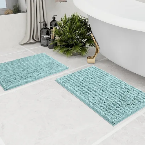 Vista 69 de Walensee Alfombra de baño antideslizante (32x20, azul oscuro) absorbente de agua, súper suave, felpilla peluda, lavable a máquina, se seca