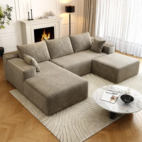 Vista 11 de Sofás seccionales de 95 pulgadas para sala de estar, sofá de nube tapizado en forma de L, sofás modulares y sin hueso, moderno sofá modular