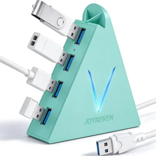 Vista 14 de FlyingVHUB Hub USB 3.0 de 4 puertos, torre concentrador USB con cable extendido de 2 pies, divisor USB para laptop, PC, PS4, PS5, Xbox, mouse Negro