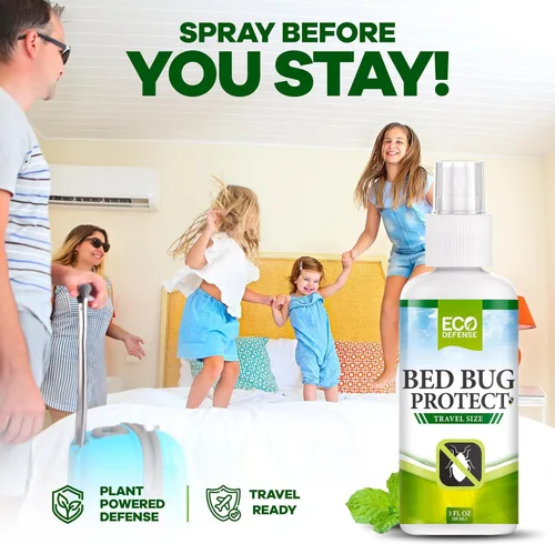 Vista 5 de Eco Defense - Spray contra chinches de tamaño de viaje - Aprobado por TSA 85 ml – Artículos esenciales de viaje para hotel, crucero, vacaciones