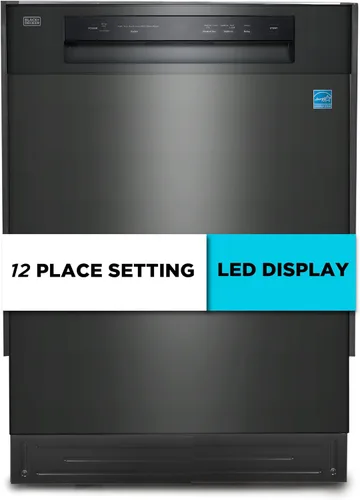Vista 15 de BLACK+DECKER Lavavajillas empotrado de 24 pulgadas, capacidad para 12 cubiertos con tina de acero inoxidable, lavavajillas con 6 programas