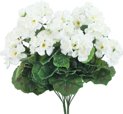 Vista 12 de CISDUEO 2 Piezas Flores de Otoño Artificiales para Decoración Geranios Falsos Rojos Flores de Primavera Falsas para Macetas Exteriores Plantas Otoño