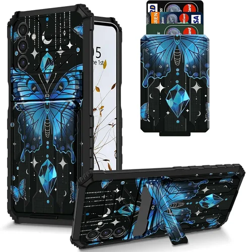 Vista 78 de Funda para Galaxy S21 FE 5G 2022 con soporte, funda de doble capa de policarbonato duro de TPU suave, estampado de vaca, estampado animal
