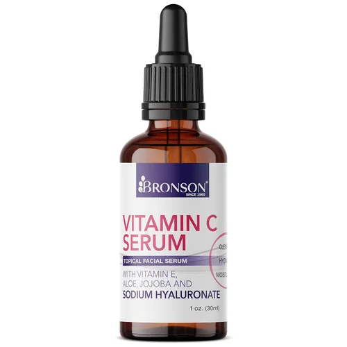 Vista 5 de Bronson Suero de vitamina C para cara, suero facial antienvejecimiento con ácido hialurónico de primera calidad, vitamina E, aloe y jojoba, suero