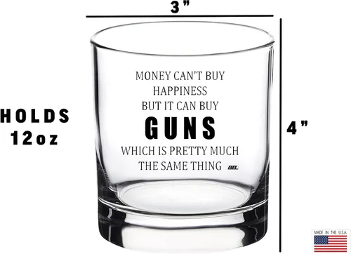 Vista 3 de Rogue River Tactical Funny Money Happiness Guns Old Fashioned Whisky Glass Beber Cup Gift For Hunter Conservator o Republicano