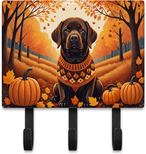 Vista 19 de Affenpinscher - Correa de otoño o llavero Affenpinscher Fall artwork on ceramic tile with three steel hooks for keys, leashes, towels