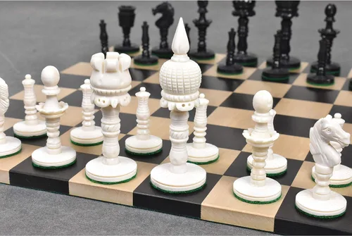 Vista 5 de Juego de ajedrez Pre-Staunton de la serie inglesa Camel Bone - 32 piezas