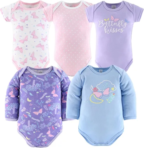 Vista 3 de The Peanutshell Juego de regalo de canastilla para bebé, 30 piezas, ropa de bebé niña recién nacida a 9 meses, mariposa morada