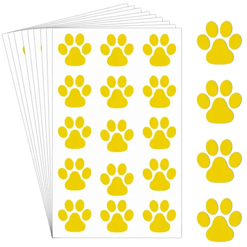 Vista 7 de Harloon 20 hojas de 300 tatuajes temporales de huellas de patas, tatuajes faciales para perros, calcomanías extraíbles para Cheer Patrol para Negro