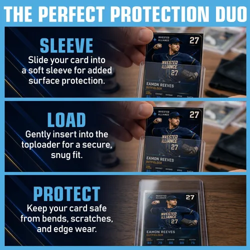 Vista 6 de Premium Seamless 20PT - 360PT Thick Top Loaders for Cards Top Loader Card Holder, Baseball Card Sleeves Hard Plastic, Hard Trading Cards Sleeves