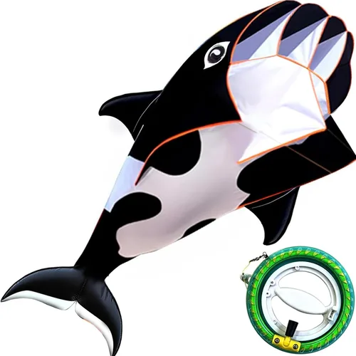 Vista 9 de HENGDA KITE 3D Kite for Kids and Adults,Easy to Fly,Excellent Fabric and Structure Design，Huge Frameless Soft Parafoil Giant Whales Dolphins Kite