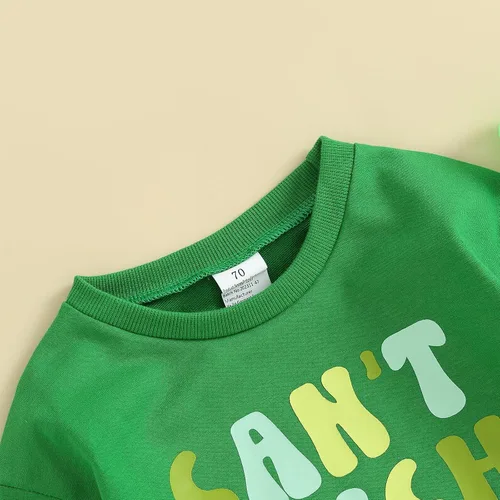 Vista 2 de Ayalinggo Ropa de primavera con estampado de letras "My First Saint Patricks Day Can't Pinch This Letter", color verde
