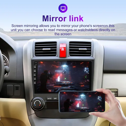 Vista 4 de Android doble DIN 10 pulgadas pantalla táctil Bluetooth coche estéreo con navegación GPS, Bluetooth y radio FM cámara de respaldo, Steeling Wheel