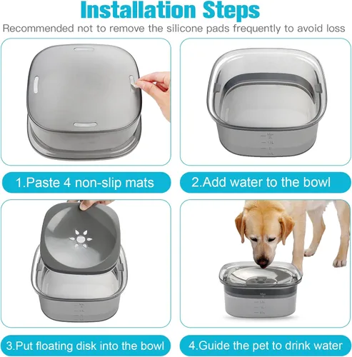 Vista 6 de UPSKY - Cuenco de agua para perros de 70 onzas, comedero lento sin derrames para bebedor desordenado Large Capacity, Spill Proof, Prevent Pet