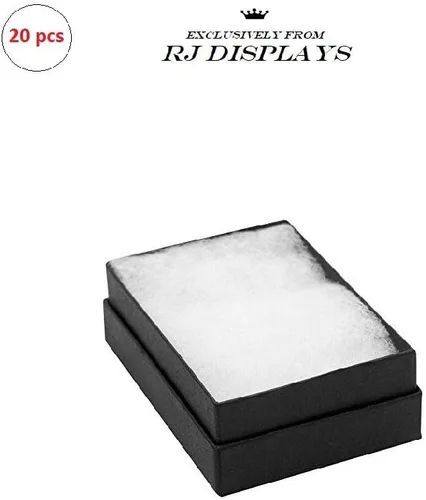 Vista 3 de RJ Displays - Paquete de 20 cajas de cartón negro mate relleno de algodón para regalo y venta al por menor, 3 x 2 x 1 pulgadas, tamaño #32 por R J