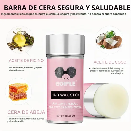 Vista 2 de Goiple Barra de cera - Pomada de cera de larga duración (2.7+0.56 oz) para cabello