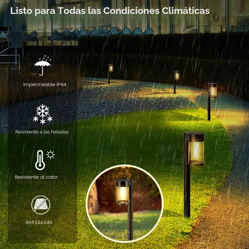 Vista 5 de Mancra Luces solares para caminos al aire libre, paquete de 10 luces solares de metal y vidrio para exteriores, impermeables, para paisaje, camino