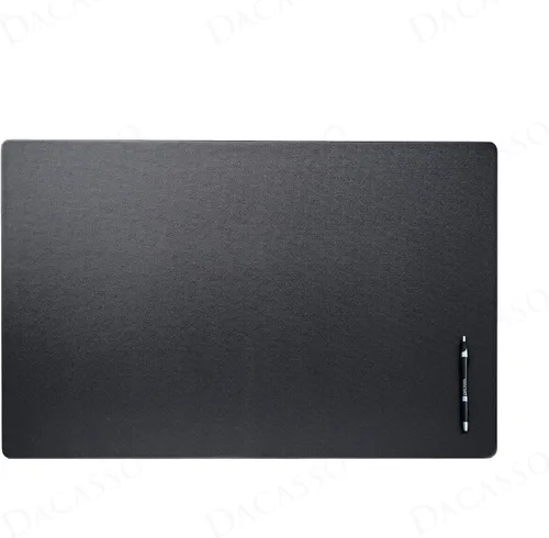 Vista 6 de Dacasso Protector de escritorio de cuero sintético negro de 30 x 19 pulgadas con rieles laterales exteriores para escribir, protector de superficie