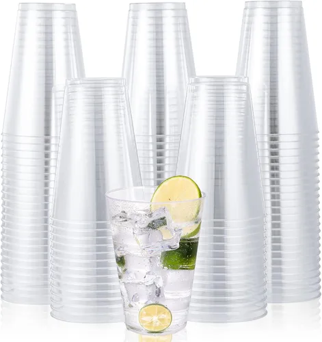 Vista 8 de JOLLY CHEF Paquete de 100 vasos de plástico dorados de 12 onzas, vasos dorados desechables, vasos de fiesta resistentes para bodas, Acción de 39.4 in