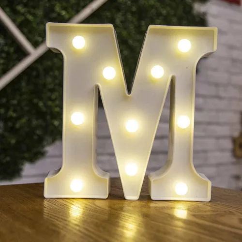 Vista 27 de anso Letras LED del alfabeto con números iluminados, letras de plástico blanco, decoración de pie de la A a la Z 0 ~ 9 (rosa corazón)