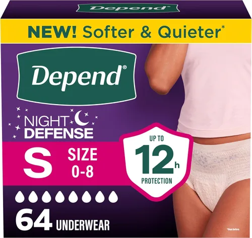 Vista 20 de Depend Night Defense - Pañales para adultos, ropa interior para incontinencia y fugas de vejiga posparto para mujer, desechables, durante la noche