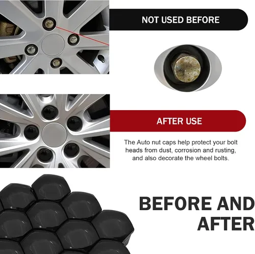 Vista 6 de 20 PIEZAS Tapa para Tuerca de Llanta, Tuerca Hexagonal de 17 mm para Tornillos de Neumáticos a Prueba de Óxido y Polvo, Carcasa Plástica Decorativa