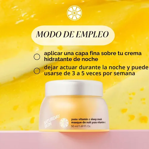 Vista 6 de Saturday Skin Yuzu - Máscara de vitamina C para dormir durante la noche, regenerista, retinol, crema hidratante facial ultra rica, suaviza la piel