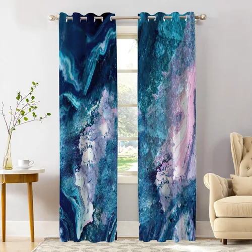 Vista 40 de Shrahala Cortinas opacas de arte abstracto beige y naranja, cenefa de cocina con bloqueo de luz y bolsillo para barra, paquete de 2 unidades de 26 x