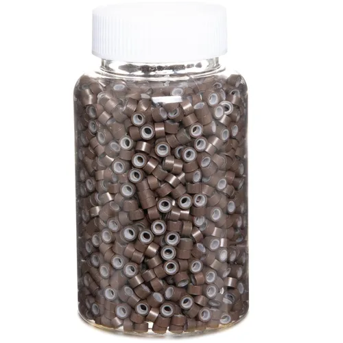 Vista 18 de Anillas de microenlace de 4 mm con forro de silicona, cuentas de oropel para extensiones de pelo, 300 unidades, color negro