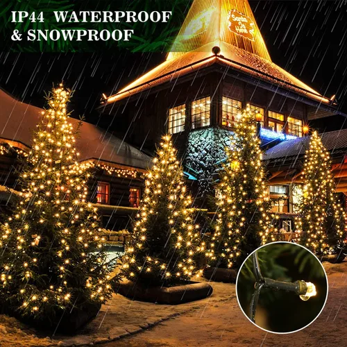 Vista 7 de Areker Luces de árbol de Navidad, 400 luces LED para árbol de Navidad con anillo, 10 x 6.6 pies, ultra brillantes, en forma de diamante, luces
