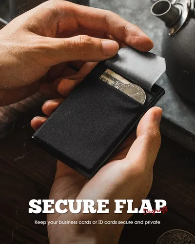Vista 22 de DUGRAFT Tarjetero para tarjetas de crédito con bolsillo para dinero, minimalista, delgado, de aluminio, de metal, para hombres, con bloqueo RFID