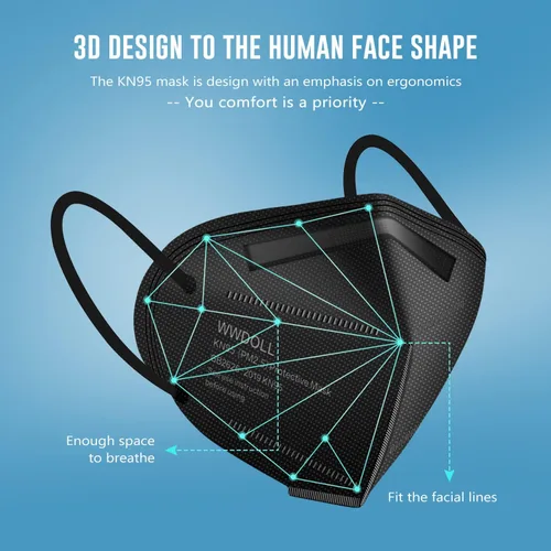 Vista 2 de WWDOLL KN95 Face Mask 25 Pack, 5-Layers Breathable Disposable KN95 Masks
