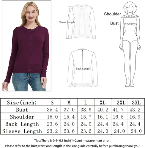 Vista 6 de Women's Crew Neck Button Down Long Sleeve Cardigan Sweater