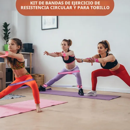 Vista 3 de Bandas de resistencia para tobillos con puños, equipo de entrenamiento para gimnasio en casa, equipo de ejercicio para levantar glúteos y trasero