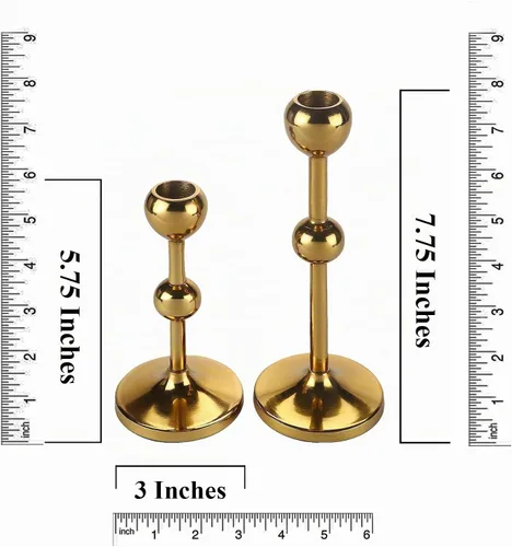 Vista 3 de Rely+ Juego de 2 portavelas cónicos dorados para mesa de café, centro de mesa, candelabros, portavelas cónicos, decoración para el hogar, mantel