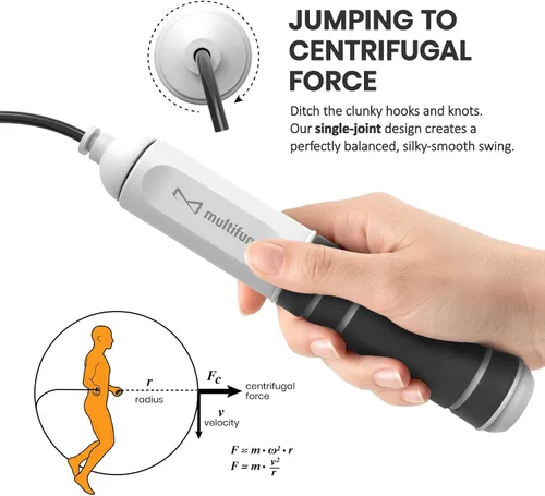 Vista 3 de multifun Cuerda de saltar digital con contador inteligente y temporizador, cuerda de saltar de velocidad ajustable para fitness, pérdida