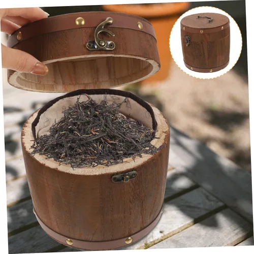 Vista 3 de Alipis Caja de té de estilo vintage Set Cubo de té de madera Soporte de almacenamiento portátil Estilo marrón claro