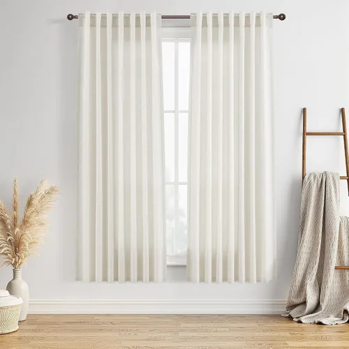 Vista 41 de BOODII Cortinas de lino de 96 pulgadas de largo y 8 pies para sala de estar Blanco
