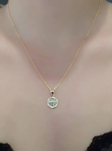 Vista 2 de Collar con medalla del Espíritu Santo de 17,2 pulgadas, cadena chapada en oro de 18 quilates
