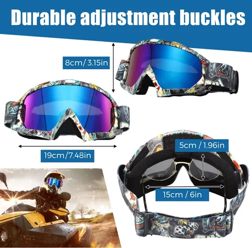 Vista 2 de 2 piezas de gafas para ATV para adultos, gafas antiniebla para moto de tierra, gafas de motocross para motocicleta y esquí para hombres y mujeres