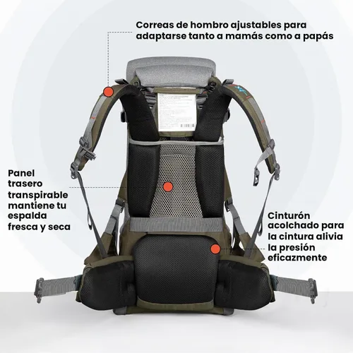 Vista 3 de WIPHA - Mochila para bebé, ergonómico, con toldo para el sol, mochila de senderismo con gran espacio de almacenamiento y bolsillo aislado, asiento