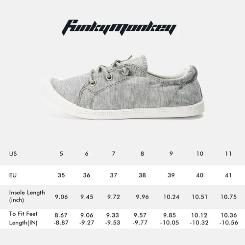 Vista 7 de Funkymonkey Zapatos informales de lona, para mujer, tenis planos, sin cordones y cómodos