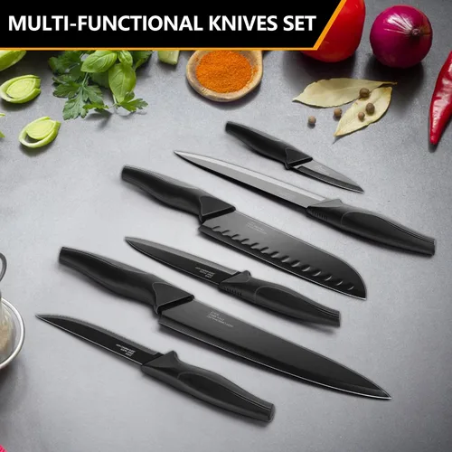 Vista 7 de E-far Juego de cuchillos con bloque, juego de 15 piezas de cuchillos de cocina con afilador, juego de cuchillos de chef de acero inoxidable de alto