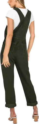 Vista 2 de Jeanewpole1 Overol de pana para mujer, ajuste regular, pantalones largos, con bolsillo