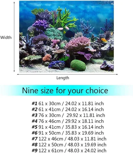 Vista 7 de FILFEEL Fondo de acuario decoraciones de peces imágenes de PVC adhesivo póster submarino decoración de papel adhesivo (24.0 x 11.8 in)