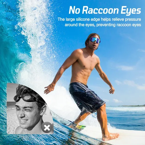 Vista 5 de Paquete de 2 gafas de natación para adultos, sin marco, antivaho con protección UV, gafas de natación con visión clara para hombres y mujeres