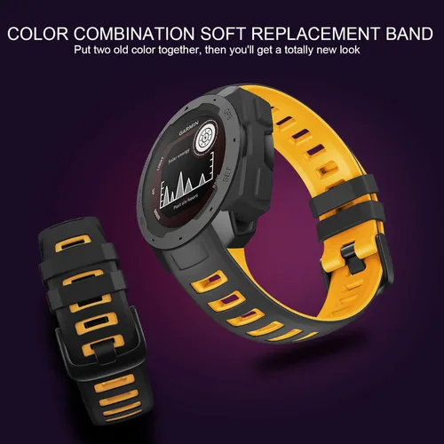 Vista 4 de ANCOOL Correa de silicona suave compatible con Garmin Instinct 2, repuesto para Garmin Instinct Tide/Esports/Solar/Tactical Smartwatches Negro/Gris