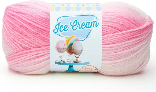 Vista 7 de Lion Brand Yarn, Hilo para Bebé Ice Cream para tejer, ganchillo y manualidades, Baseball Nut, 1 paquete, fibra acrílica colorida de peso DK