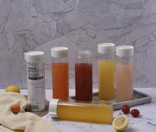 Vista 3 de Komax Botellas de jugo reutilizables, juego de 6 unidades de 18.5 onzas, plástico de alta calidad sin BPA, inastillables, a prueba de fugas, aptas